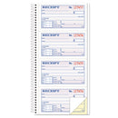 Spiralbound Money And Rent Receipt Book, Two-part Carbonless, 4.75 X 2.75, 4 Forms/sheet, 200 Forms Total