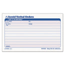 Avoid Verbal Orders Manifold Book, Two-part Carbonless, 6.25 X 4.25, 50 Forms Total