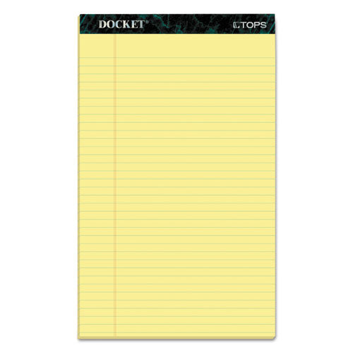 Docket Ruled Perforated Pads, Wide/legal Rule, 50 Canary-yellow 8.5 X 14 Sheets, 12/pack