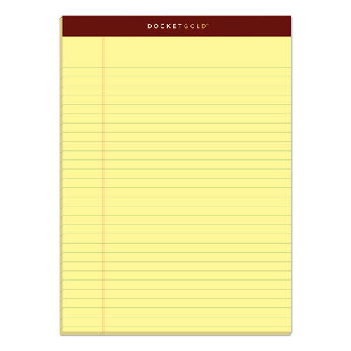 Docket Gold Ruled Perforated Pads, Wide/legal Rule, 50 Canary-yellow 8.5 X 11.75 Sheets, 12/pack