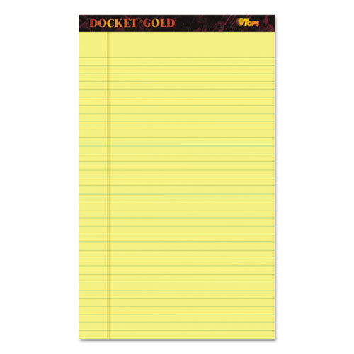 Docket Gold Ruled Perforated Pads, Wide/legal Rule, 50 Canary-yellow 8.5 X 14 Sheets, 12/pack