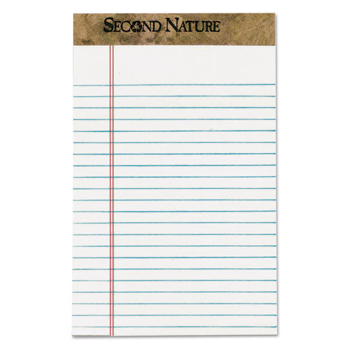 Second Nature Premium Recycled Ruled Pads, Narrow Rule, 50 White 5 X 8 Sheets, Dozen