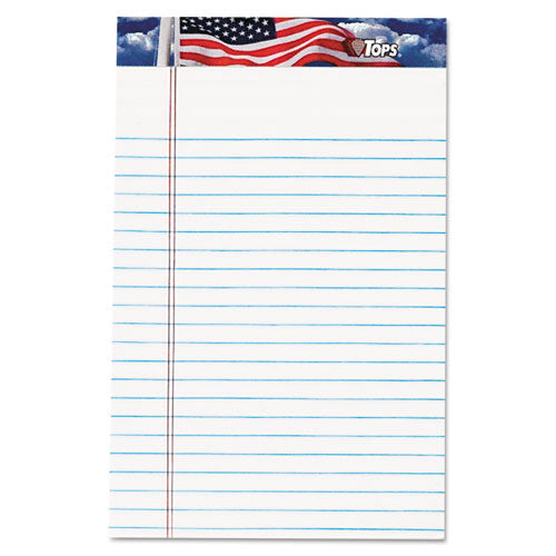 American Pride Writing Pad, Narrow Rule, Red/white/blue Headband, 50 White 5 X 8 Sheets, 12/pack