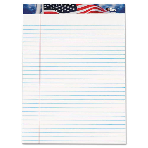 American Pride Writing Pad, Wide/legal Rule, Red/white/blue Headband, 50 White 8.5 X 11.75 Sheets, 12/pack