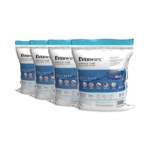 Cleaning And Deodorizing Wipes, 1-ply, 8 X 6, Lemon, White, 900/bag, 4 Bags/carton