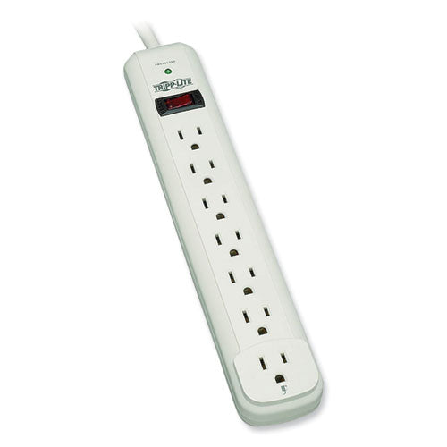 Protect It! Surge Protector, 7 Ac Outlets, 12 Ft Cord, 1,080 J, Light Gray