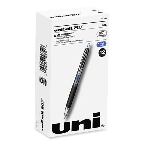 207 Signo Gel Ultra Micro Gel Pen, Retractable, Extra-fine 0.38 Mm, Blue Ink, Smoke Barrel