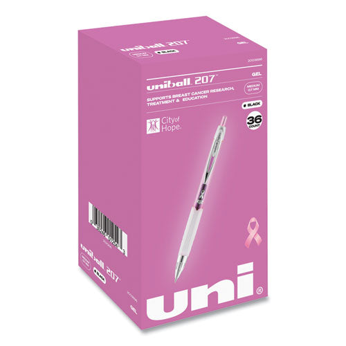 207 Office Pack Gel Pen, Retractable, Medium 0.7 Mm, Black Ink, Pink Barrel, 36/pack