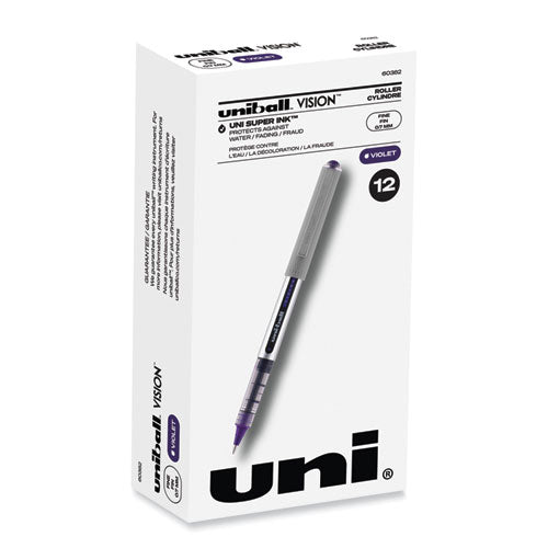 Vision Roller Ball Pen, Stick, Fine 0.7 Mm, Majestic Purple Ink, Gray Barrel, Dozen