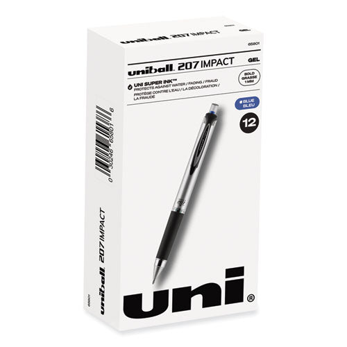 207 Impact Gel Pen, Stick, Bold 1 Mm, Blue Ink, Black Barrel