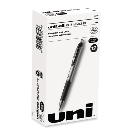 207 Impact Gel Pen, Retractable, Bold 1 Mm, Black Ink, Black Barrel