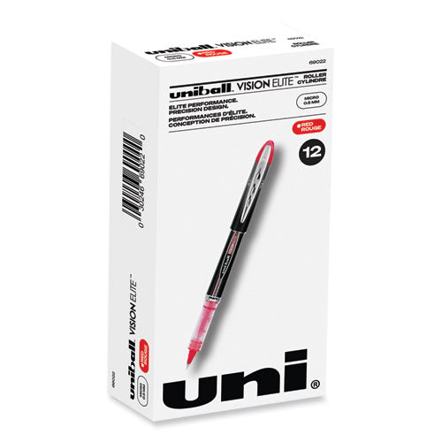 Vision Elite Roller Ball Pen, Stick, Extra-fine 0.5 Mm, Red Ink, Black/red Barrel