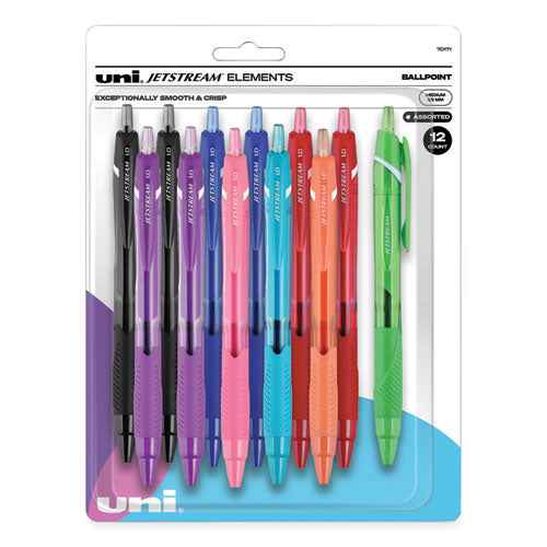 Jetstream Elements Ballpoint Pen, Retractable, Medium 1 Mm, Assorted Ink And Barrel Colors, 12/pack