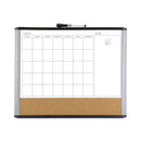 3n1 Magnetic Mod Dry Erase Board, Monthly Calendar, 20 X 16, White Surface, Gray/black Plastic Frame