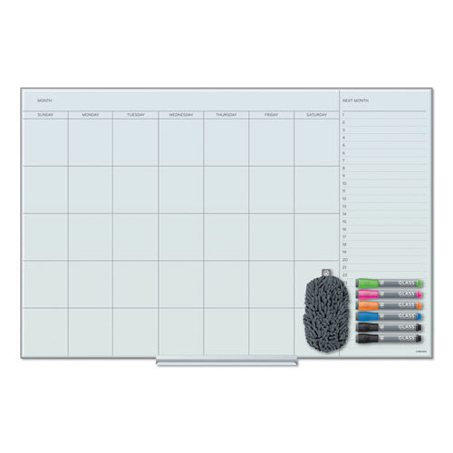 Floating Glass Dry Erase Undated One Month Calendar, 35 X 23, White