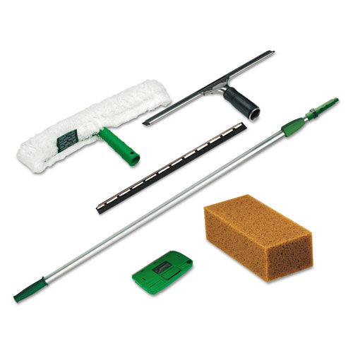 Pro Window Cleaning Kit With 8 Ft Pole, Scrubber, Squeegee, Scraper, Sponge