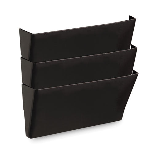 Wall File Pockets, 3 Sections, Letter Size,13" X 4.13" X 14.5", Black, 3/pack