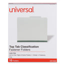 Four-section Pressboard Classification Folders, 2" Expansion, 1 Divider, 4 Fasteners, Letter Size, Gray Exterior, 10/box