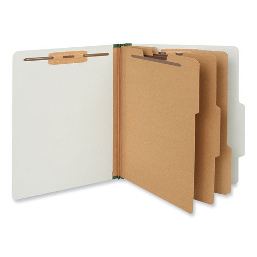 Eight-section Pressboard Classification Folders, 3" Expansion, 3 Dividers, 8 Fasteners, Letter Size, Gray Exterior, 10/box