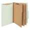 Eight-section Pressboard Classification Folders, 3" Expansion, 3 Dividers, 8 Fasteners, Legal Size, Green Exterior, 10/box