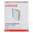 Four-section Pressboard Classification Folders, 1.75" Expansion, 1 Divider, 4 Fasteners, Letter Size, Light Blue, 20/box