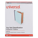 Six-section Pressboard Classification Folders, 2.5" Expansion, 2 Dividers, 6 Fasteners, Letter Size, Light Blue, 20/box