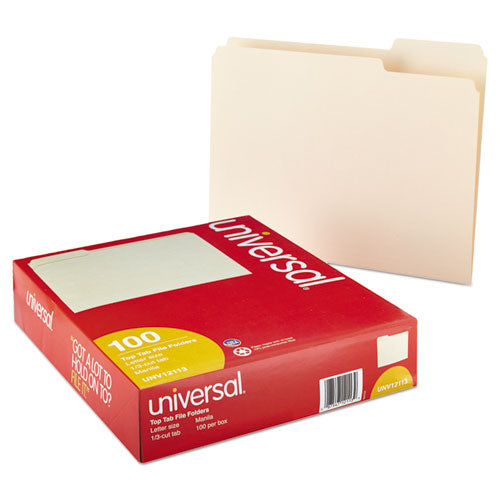 Top Tab File Folders, 1/3-cut Tabs: Assorted, Letter Size, 0.75" Expansion, Manila, 100/box