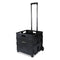 Collapsible Mobile Storage Crate, Plastic, 18.25 X 15 X 18.25 To 39.37, Black