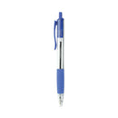 Comfort Grip Ballpoint Pen, Retractable, Medium 1 Mm, Blue Ink, Clear Barrel, Dozen