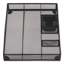 Metal Mesh Drawer Organizer, Six Compartments, 15 X 11.88 X 2.5, Black