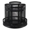 Metal Mesh Rotating Desktop Organizer, 8 Compartments, Metal Mesh, 6.5" Diameter X 6.13"h, Black