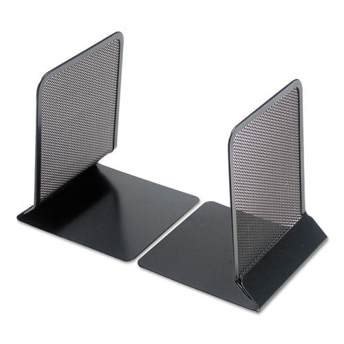 Metal Mesh Bookends, Nonskid, 5.38 X 5.38 X 6.75, Black, 1 Pair