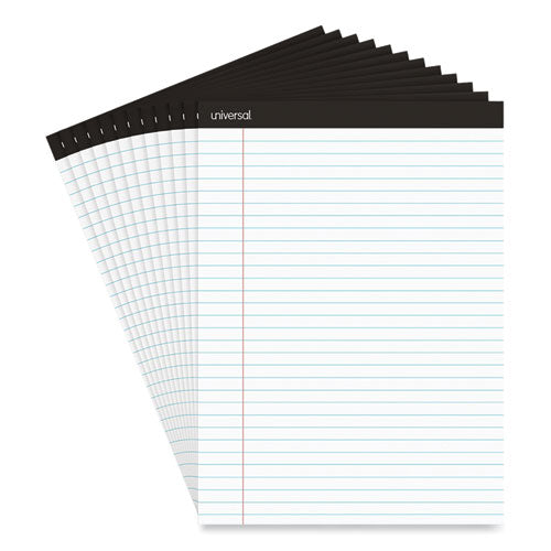 Premium Ruled Writing Pads With Heavy-duty Back, Wide/legal Rule, Black Headband, 50 White 8.5 X 11 Sheets, 12/pack