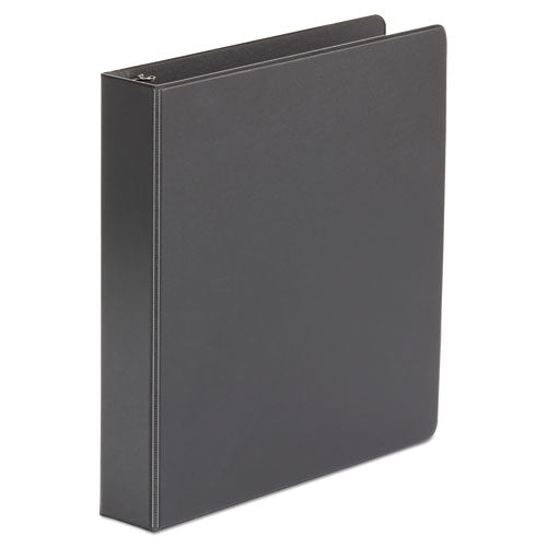 Economy Non-view Round Ring Binder, 3 Rings, 1.5" Capacity, 11 X 8.5, Black, 4/pack