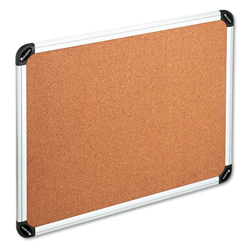 Cork Board With Aluminum Frame, 48 X 36, Natural Surface, Silver Frame