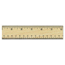 Flat Wood Ruler W/double Metal Edge, Standard, 12" Long, Clear Lacquer Finish