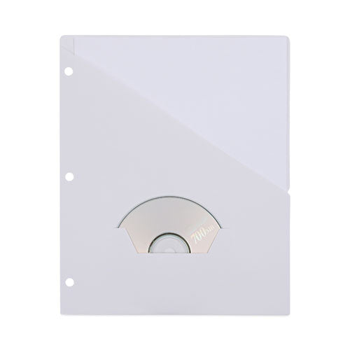 Slash-cut Pockets For Three-ring Binders, Jacket, Letter, 11 Pt., 9.75 X 11.75, White, 10/pack