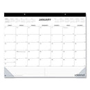 Desk Pad Calendar, 22 X 17, White/black Sheets, Black Binding, Clear Corners, 12-month (jan To Dec): 2024