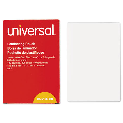 Laminating Pouches, 5 Mil, 6.5" X 4.38", Gloss Clear, 100/box