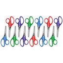 Kids' Scissors, Rounded Tip, 5" Long, 1.75" Cut Length, Assorted Straight Handles, 12/pack