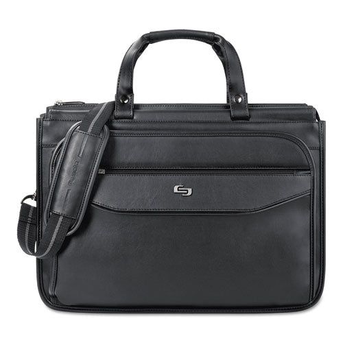 Harrison Briefcase, Fits Devices Up To 15.6", Vinyl, 16.75 X 7.75 X 12, Black