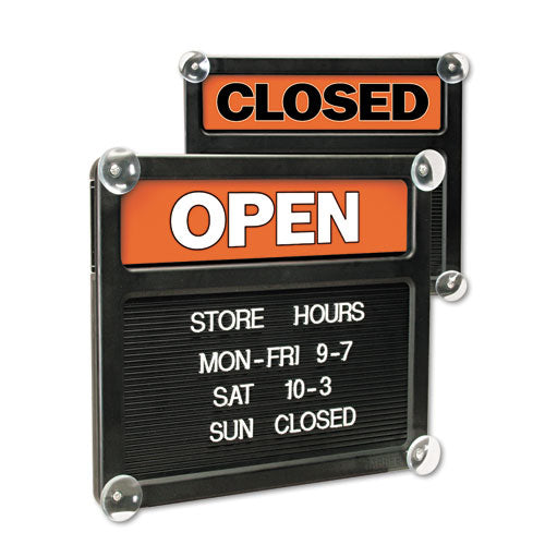 Double-sided Open/closed Sign W/plastic Push Characters, 14.38 X 12.38