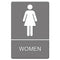 Ada Sign, Women Restroom Symbol W/tactile Graphic, Molded Plastic, 6 X 9, Gray