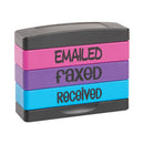 Interlocking Stack Stamp, Emailed, Faxed, Received, 1.81" X 0.63", Assorted Fluorescent Ink