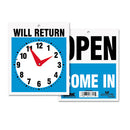 Double-sided Open/will Return Sign With Clock Hands, Plastic, 7.5 X 9