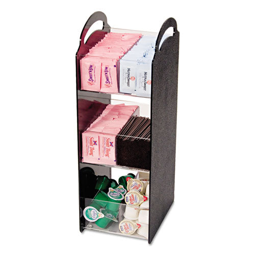 Compact Condiment Organizer, 6 Compartments, 6.13 X 8 X 18, Black