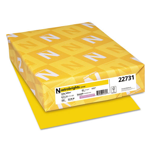 Color Cardstock, 65 Lb Cover Weight, 8.5 X 11, Solar Yellow, 250/pack