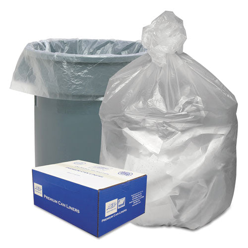 Waste Can Liners, 60 Gal, 12 Microns, 38" X 58", Natural, 20 Bags/roll, 10 Rolls/carton