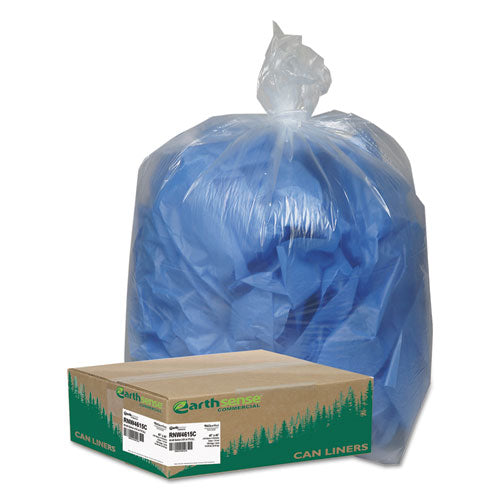 Linear Low Density Clear Recycled Can Liners, 45 Gal, 1.5 Mil, 40" X 46", Clear, 10 Bags/roll, 10 Rolls/carton