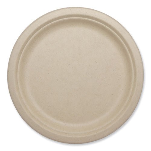 Fiber Plates, Plate, 9.1" Diameter, Natural, 1,000/carton